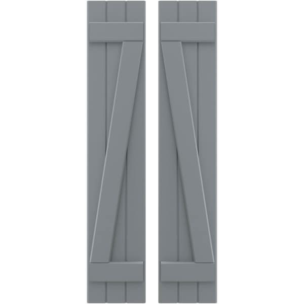 Ekena Millwork Americraft 3-Board (2 Batten) Wood Joined Board-n-Batten Shutters w/ Z-Bar, ARW102BB311X77CHH, PR ARW102BB311X77CHH - main
